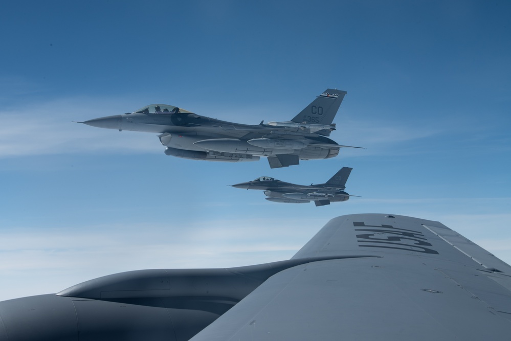 128th Air Refueling Wing creates air bridge for 140th Wing F-16 Fighting Falcons leading up to Air Defender 2023