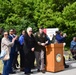 Lt. Col. Broderick finishes his speech at the Dixmoor groundbreaking ceremony