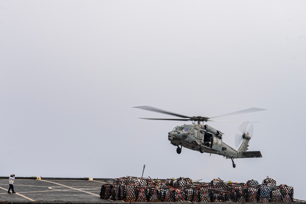 An MH-60S Sea Hawk helicopter Hauls Cargo