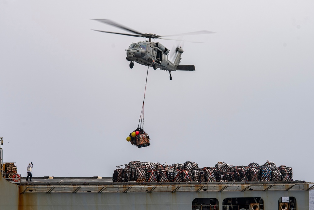 An MH-60S Sea Hawk helicopter Huals Cargo