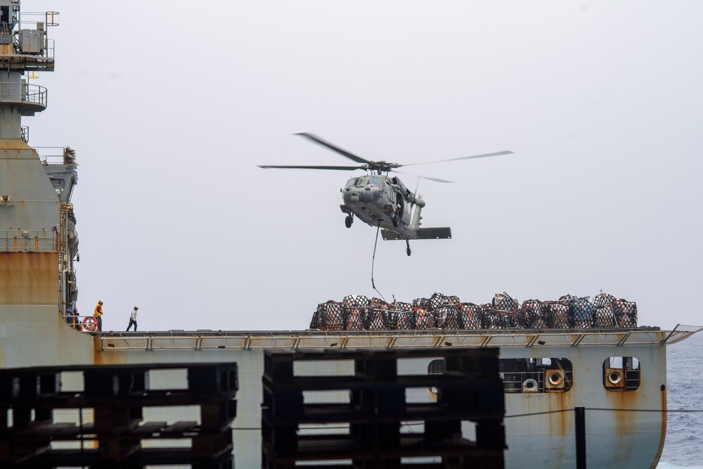 An MH-60S Sea Hawk helicopter Hauls Cargo