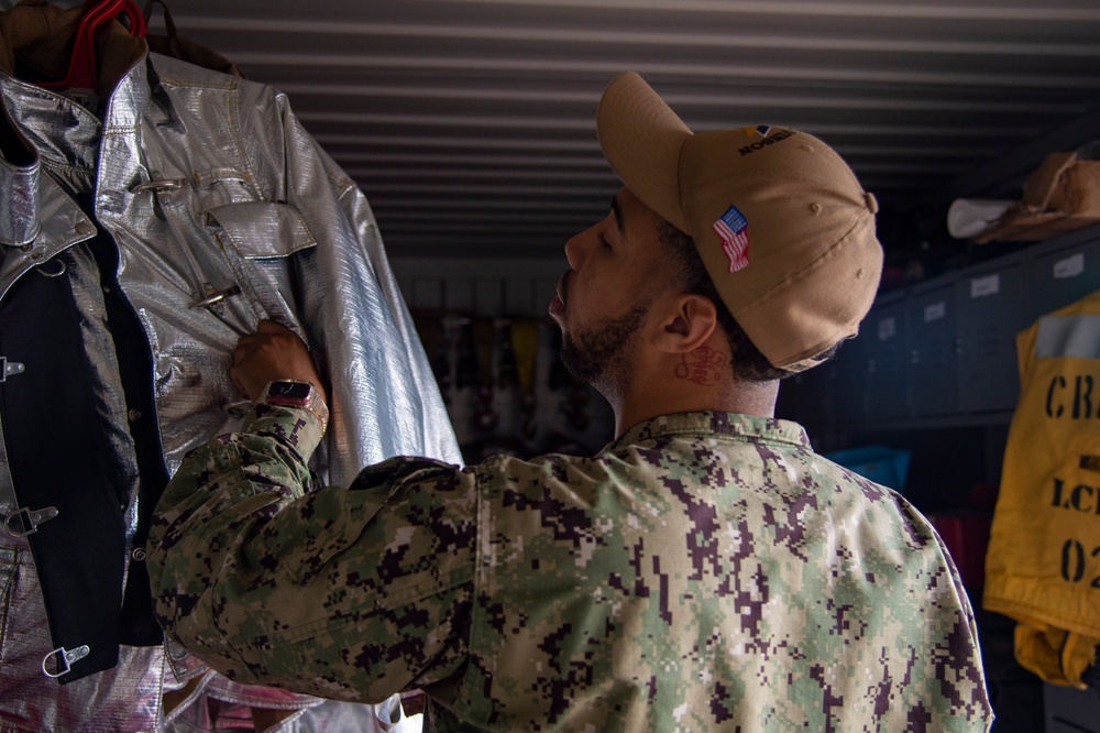 Sailor Performs Inventory aboard USS Carl Vinson