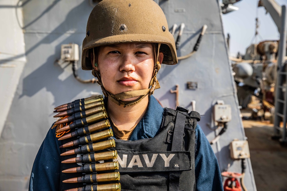 Midshipmen Participate in a Live Fire Exercise During Summer Cruise on USS McFaul