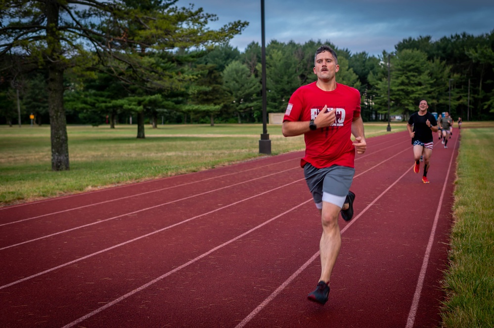 Army Reserve Staff Sgt. James Lavoie runs