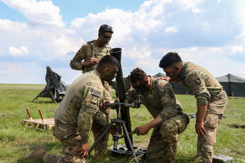 U.S. Army Soldiers conduct a MORTEP exercise