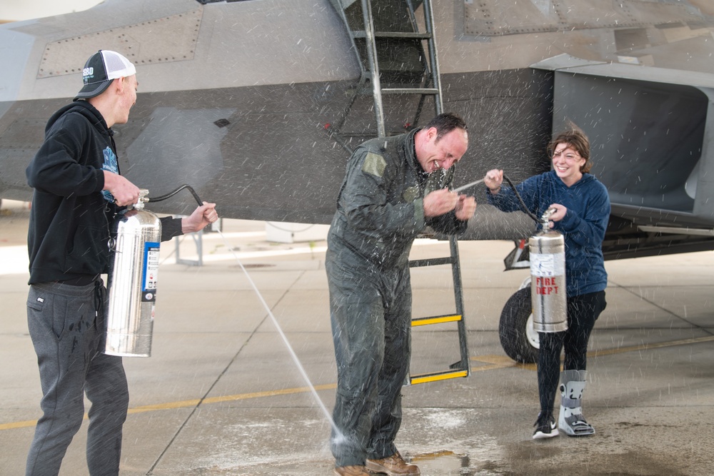 Lt. Col. Frodsham performs Fini Flight before retirement