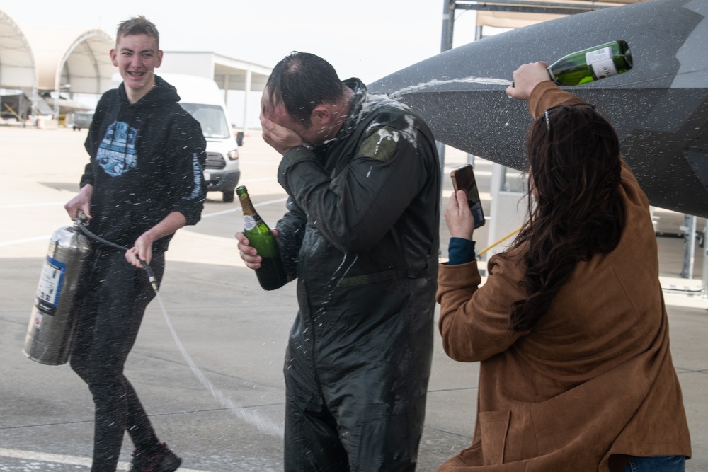 Lt. Col. Frodsham performs Fini Flight before retirement