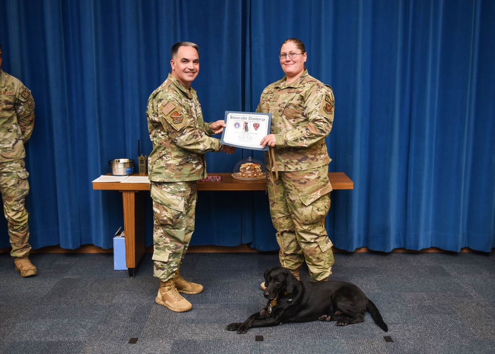Military Working Dog Left Retires Honorably at Kirtland Air Force Base