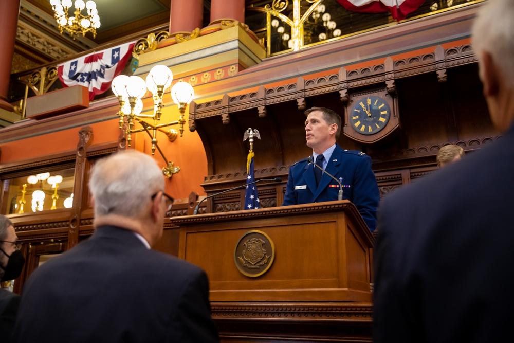 CT Air Guard Chaplain recites prayer for Connecticut General Assembly