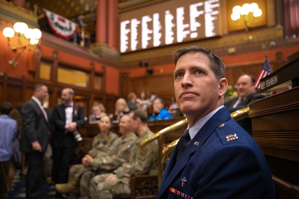 CT Air Guard Chaplain recites prayer for Connecticut General Assembly