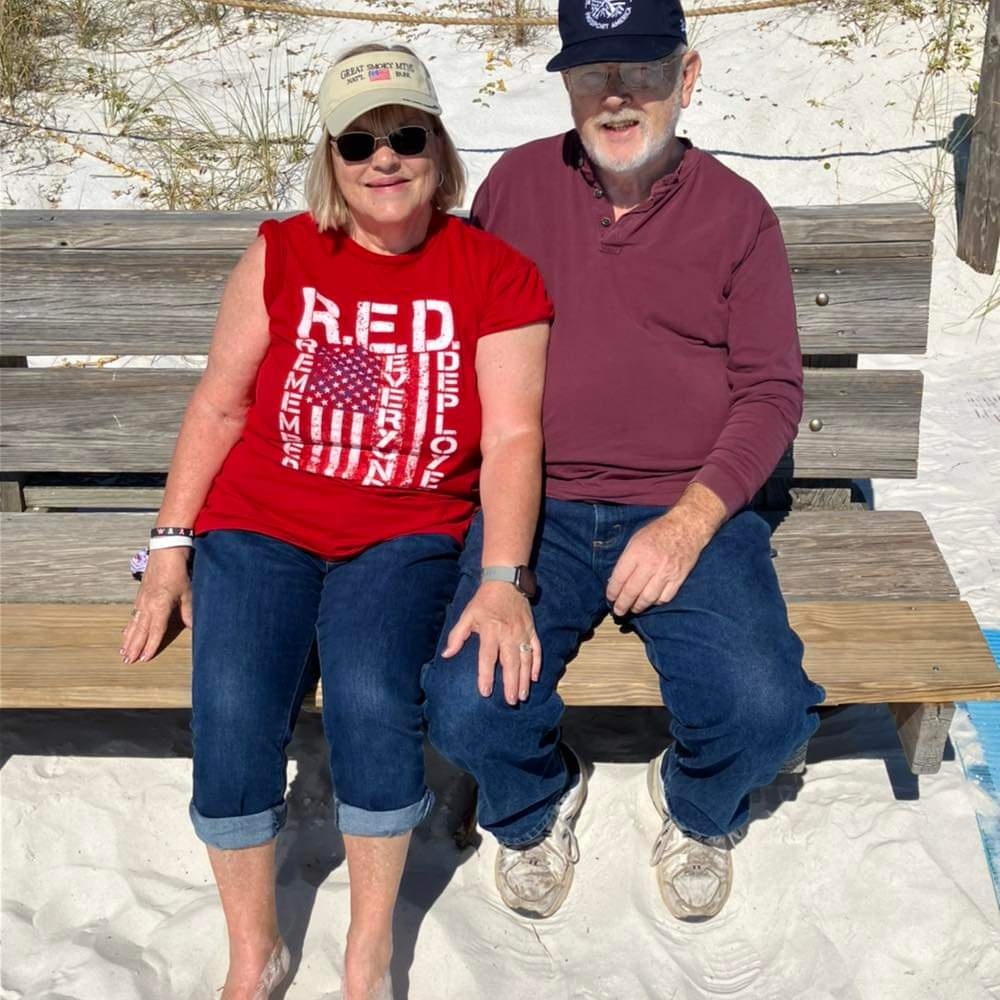 Joyelle M. Marston with her dad, Dan, with her mom.