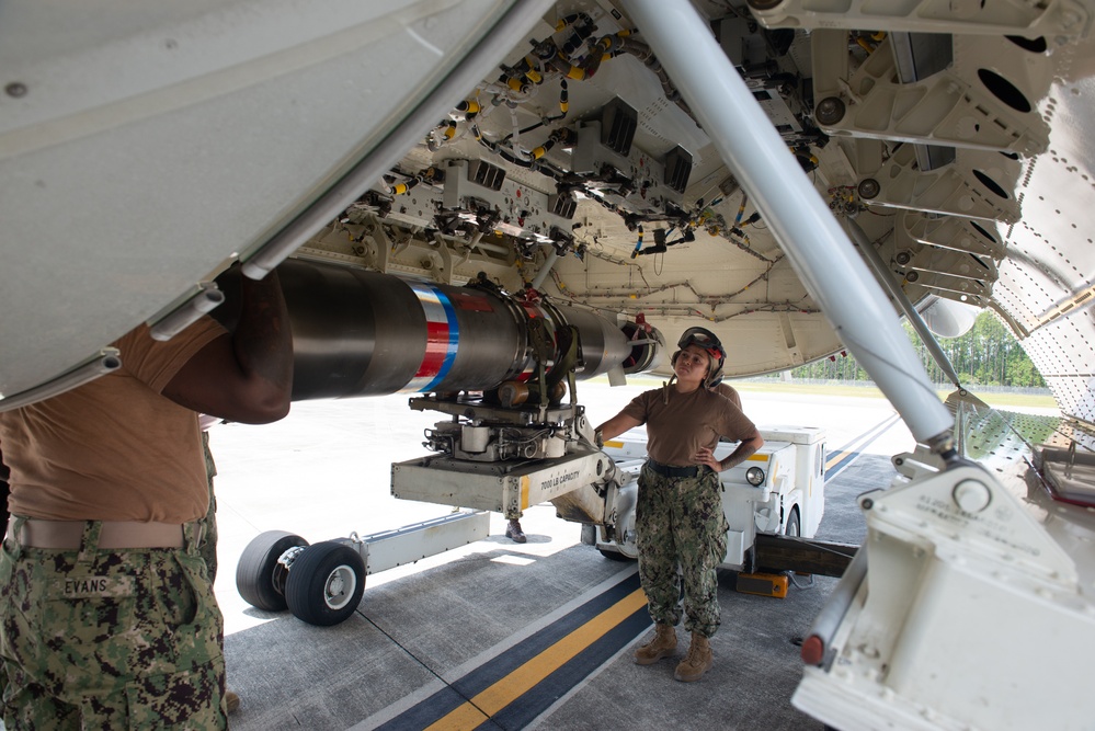 VP-8 Ordnance Team Loads Torpedo on P-8A