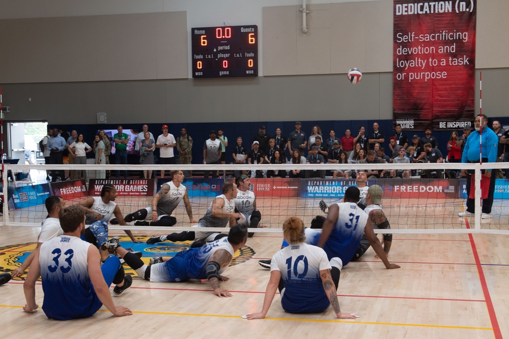 Team SOCOM wins gold in seated volleyball during the 2023 Warrior Games Challenge