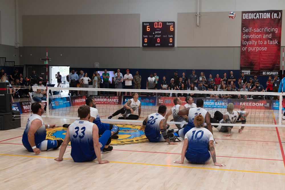 Team SOCOM wins gold in seated volleyball during the 2023 Warrior Games Challenge