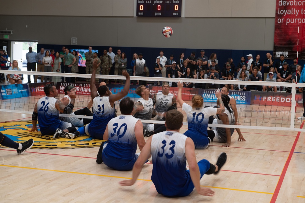 Team SOCOM wins gold in seated volleyball during the 2023 Warrior Games Challenge