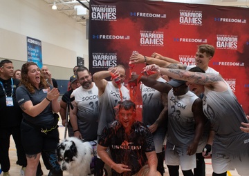 Team SOCOM wins gold in seated volleyball during the 2023 Warrior Games Challenge