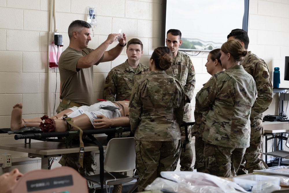 Airmen attend Tactical Combat Casualty Care training during IRT Hoosier Care