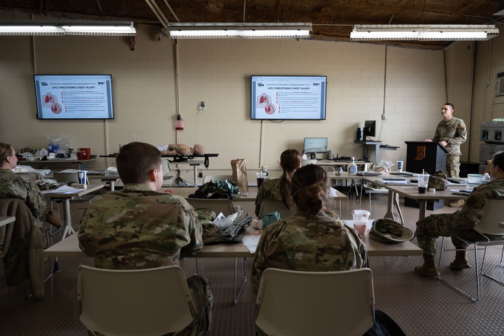 Airmen attend Tactical Combat Casualty Care training during IRT Hoosier Care