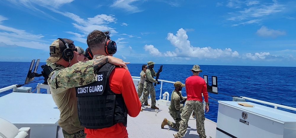 USCGC Frederick Hatch (WPC 1143) conducts gunnery exercise with U.S. Navy