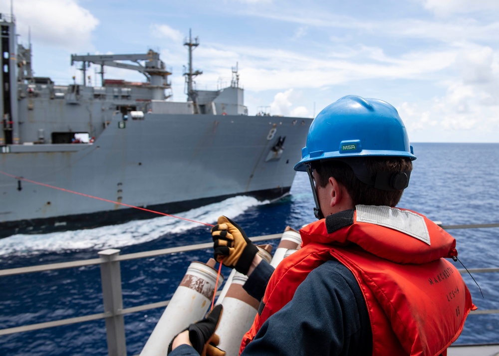 USS MANCHESTER (LCS 14) CONDUCTS REFUELING WITH USNS WALLY SCHIRRA (T-AKE 8)