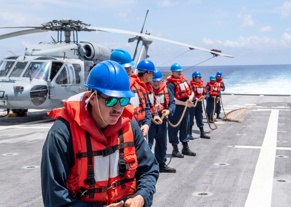 USS MANCHESTER (LCS 14) CONDUCTS REFUELING WITH USNS WALLY SCHIRRA (T-AKE 8)