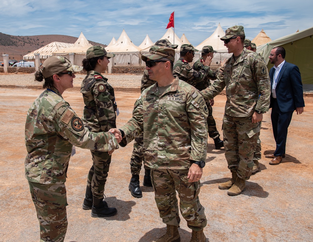 Brig. Gen. Cashman visits the 151st Medical Group from Utah Air National Guard operations at HCA field hospital during African Lion 2023