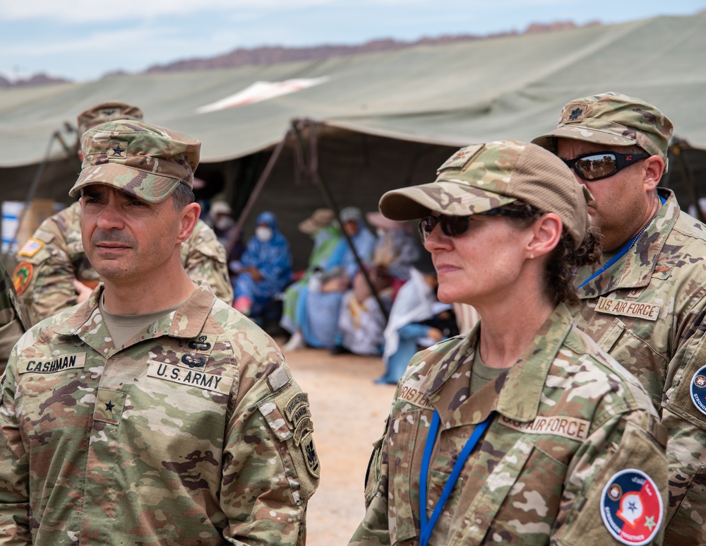 Brig. Gen. Cashman visits the 151st Medical Group from Utah Air National Guard operations at HCA field hospital during African Lion 2023