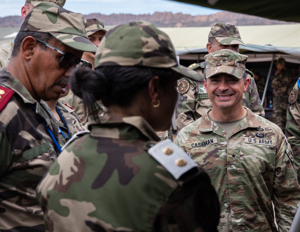 Brig. Gen. Cashman visits the 151st Medical Group from Utah Air National Guard operations at HCA field hospital during African Lion 2023