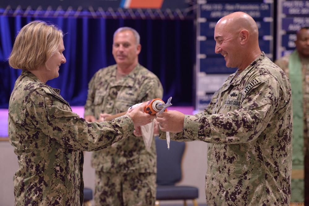 U.S. Coast Guard Port Security Unit 305 conducts a casing of the colors ceremony at Naval Base Guantanamo Bay, Cuba