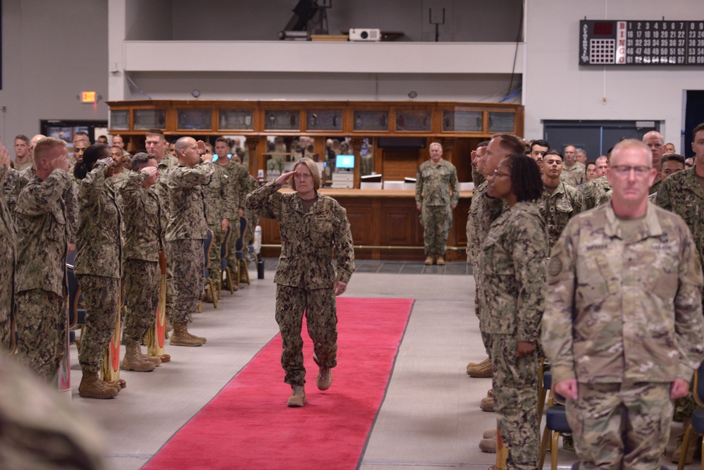 U.S. Coast Guard Port Security Unit conducts a casing of the colors ceremony at Naval Base Guantanamo Bay