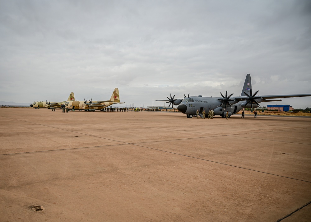 U.S. Army and Royal Moroccan Army Soldiers perform Joint Airborne Operations jump during African Lion 23