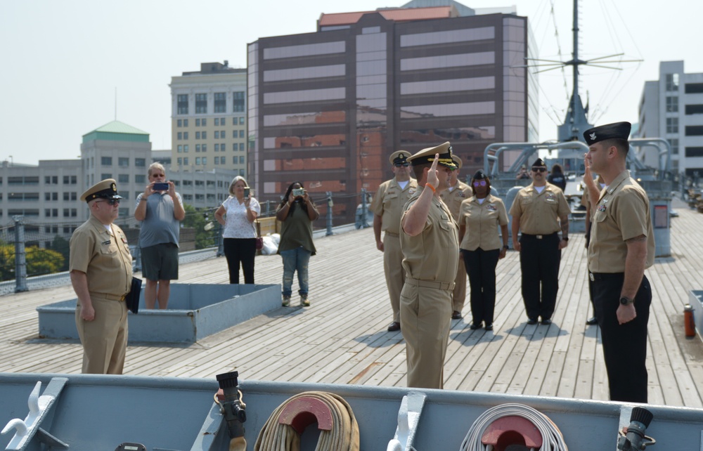 Re-enlistment ceremony aboard Battleship Wisconsin