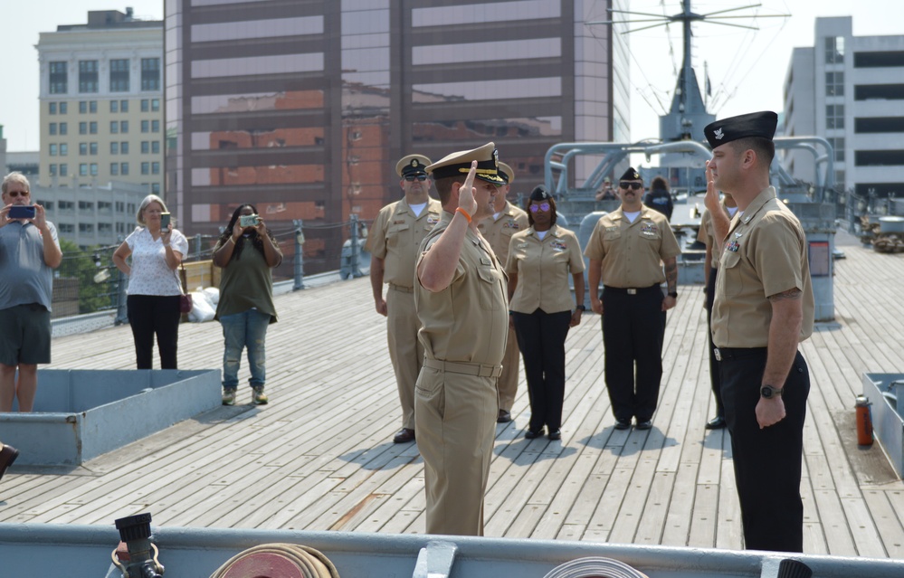 Re-enlistment ceremony aboard Battleship Wisconsin