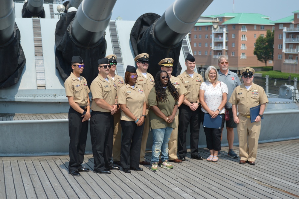 Re-enlistment ceremony aboard Battleship Wisconsin