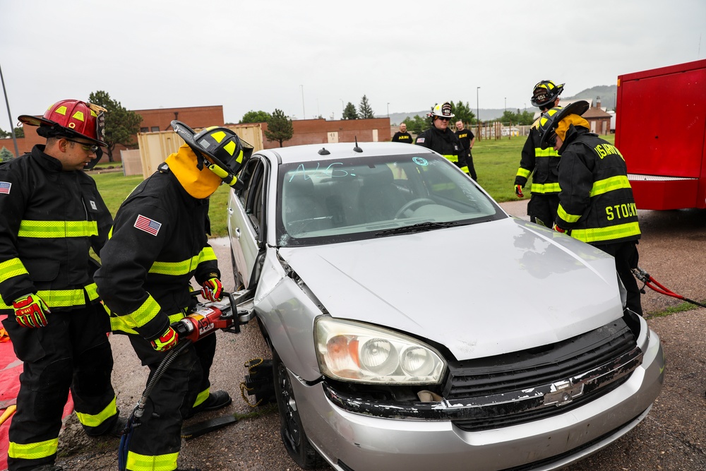 Firefighters train on vehicle extrication