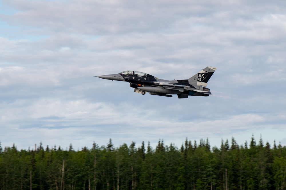 Aircraft take off from Eielson AFB in support of RF-A 2023