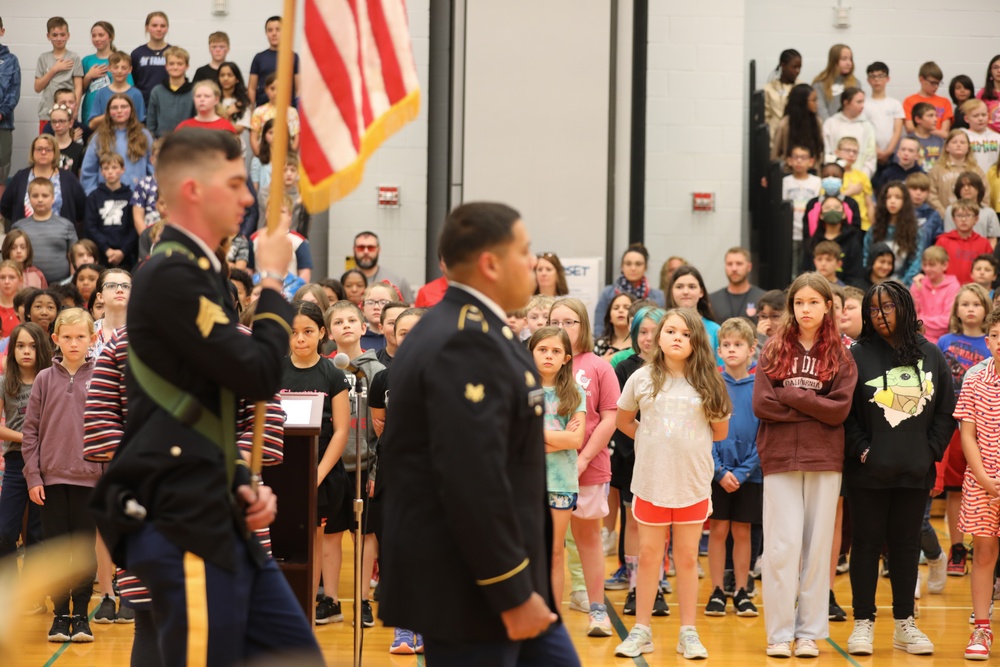 10th Mountain Division Color Guard Presenting the Colors to Local Students