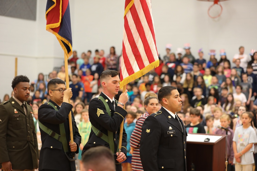 10th Mountain Division Color Guard Presenting the Colors to Local Students