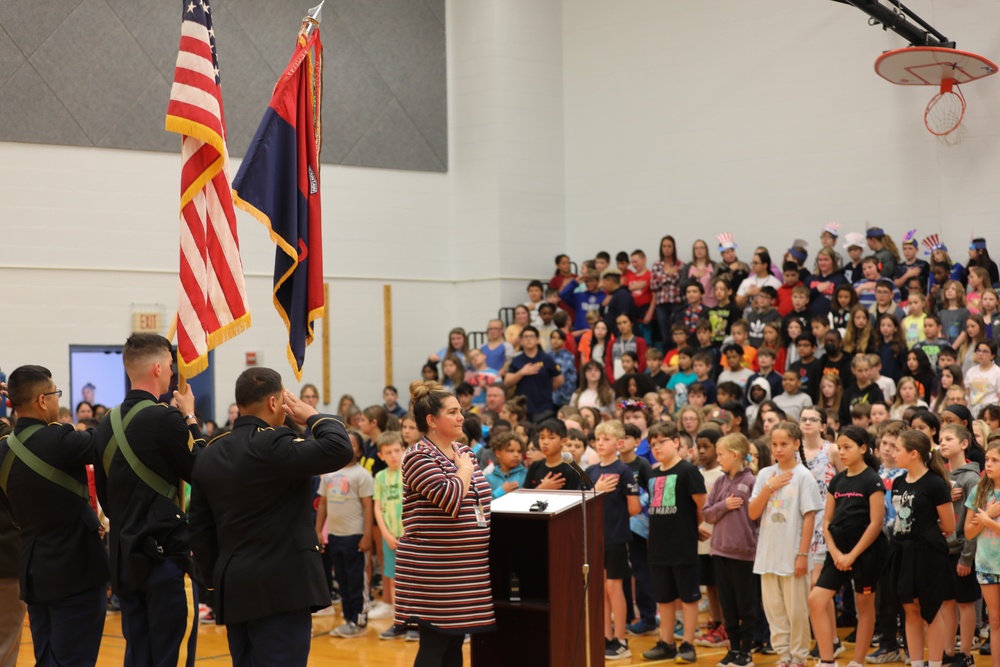 10th Mountain Division Color Guard Presenting the Colors to Local Students