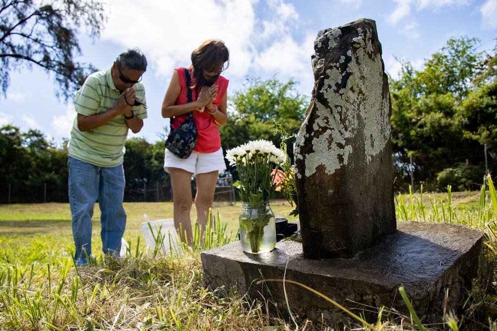 A Buddhist Memorial Service is Conducted at Bellows Japanese Cemetery