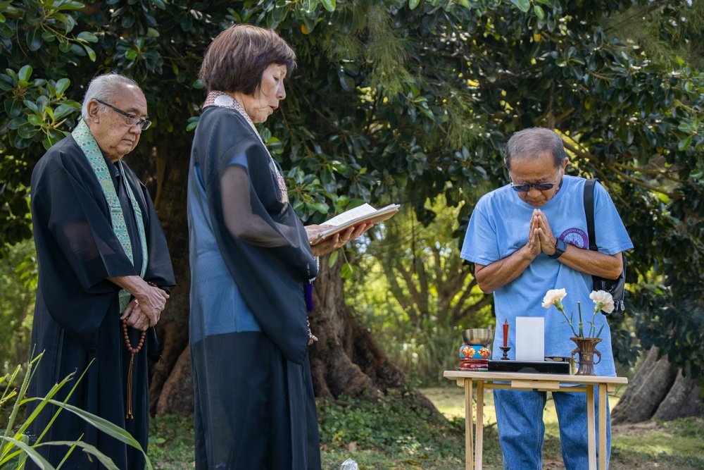 A Buddhist Memorial Service is Conducted at Bellows Japanese Cemetery