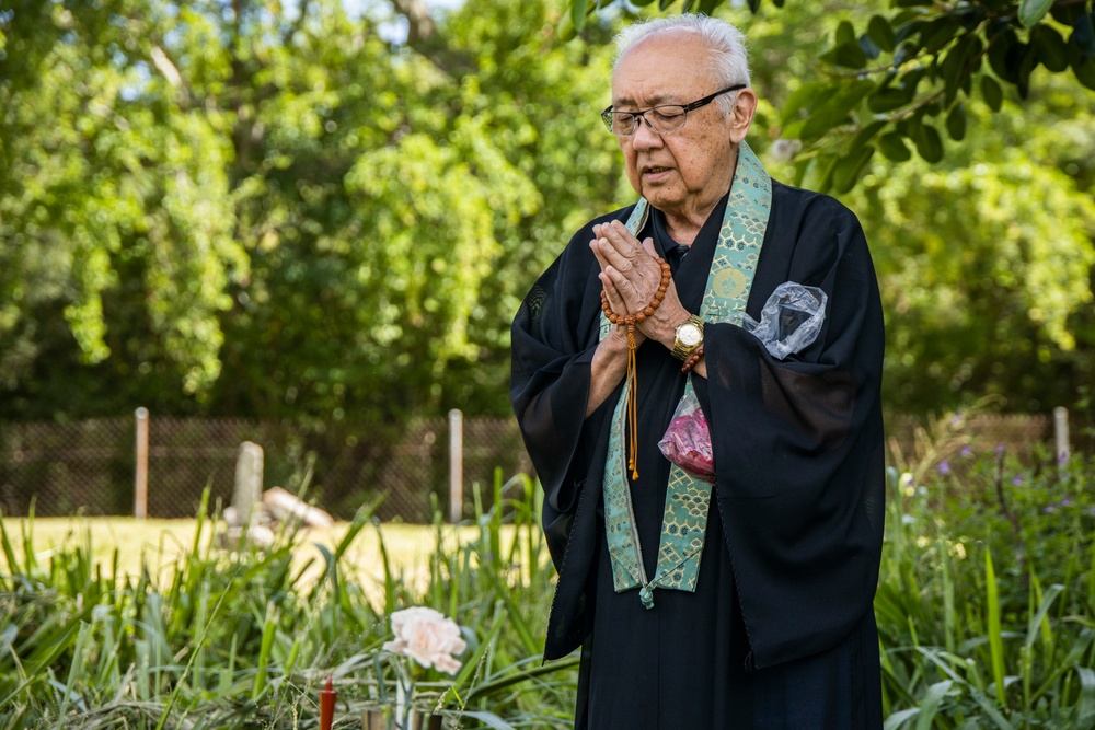 A Buddhist Memorial Service is Conducted at Bellows Japanese Cemetery