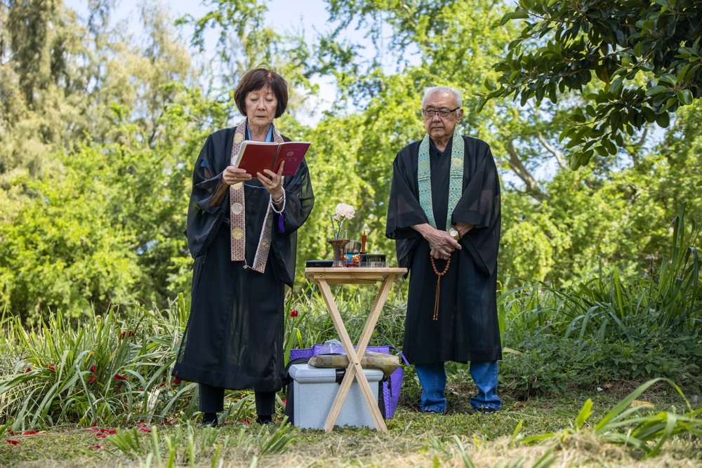 A Buddhist Memorial Service is Conducted at Bellows Japanese Cemetery