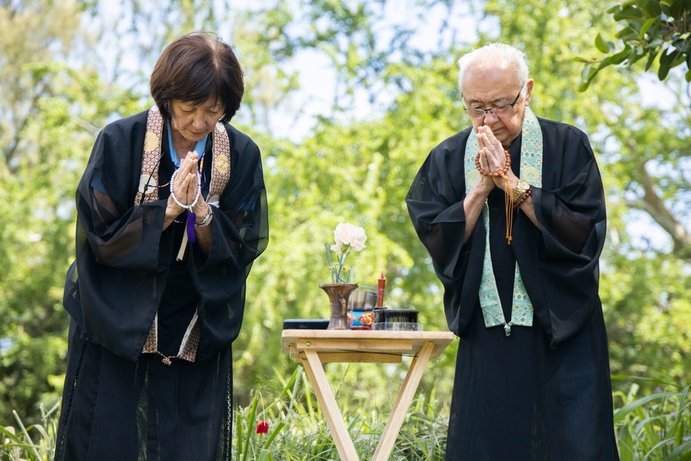 A Buddhist Memorial Service is Conducted at Bellows Japanese Cemetery