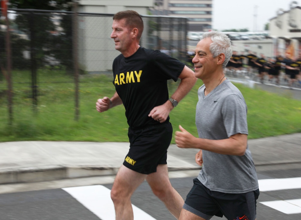 U.S. Ambassador to Japan Rahm Emanuel joins Army Birthday run on Camp Zama