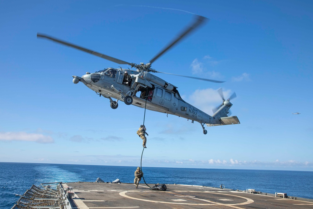 EOD Mobile Unit 6 Conducts an HVBSS Drill Aboard USS Normandy