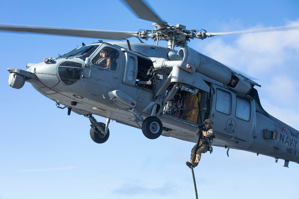 EOD Mobile Unit 6 Conducts an HVBSS Drill Aboard USS Normandy