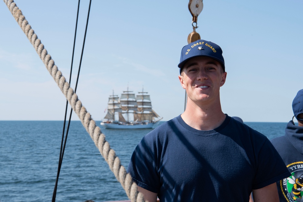 USCGC Eagle rendezvous with training vessel Danmark