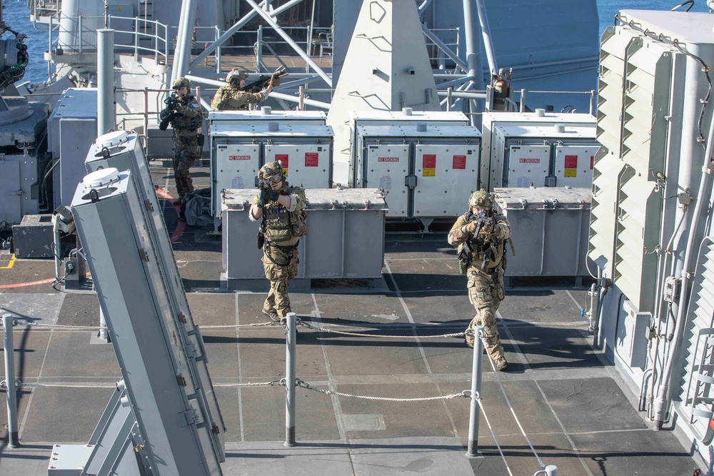 EOD Mobile Unit 6 Conducts an HVBSS Drill Aboard USS Normandy