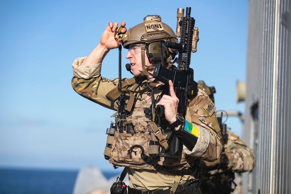 EOD Mobile Unit 6 Conducts an HVBSS Drill Aboard USS Normandy